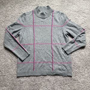 Edinburgh Knitwear Cashmere Sweater Womens Size Large Gray Mockneck